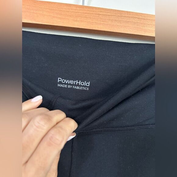 Fabletics Black Cropped High Waist Leggings Mesh Side Panel - Picture 5 of 7